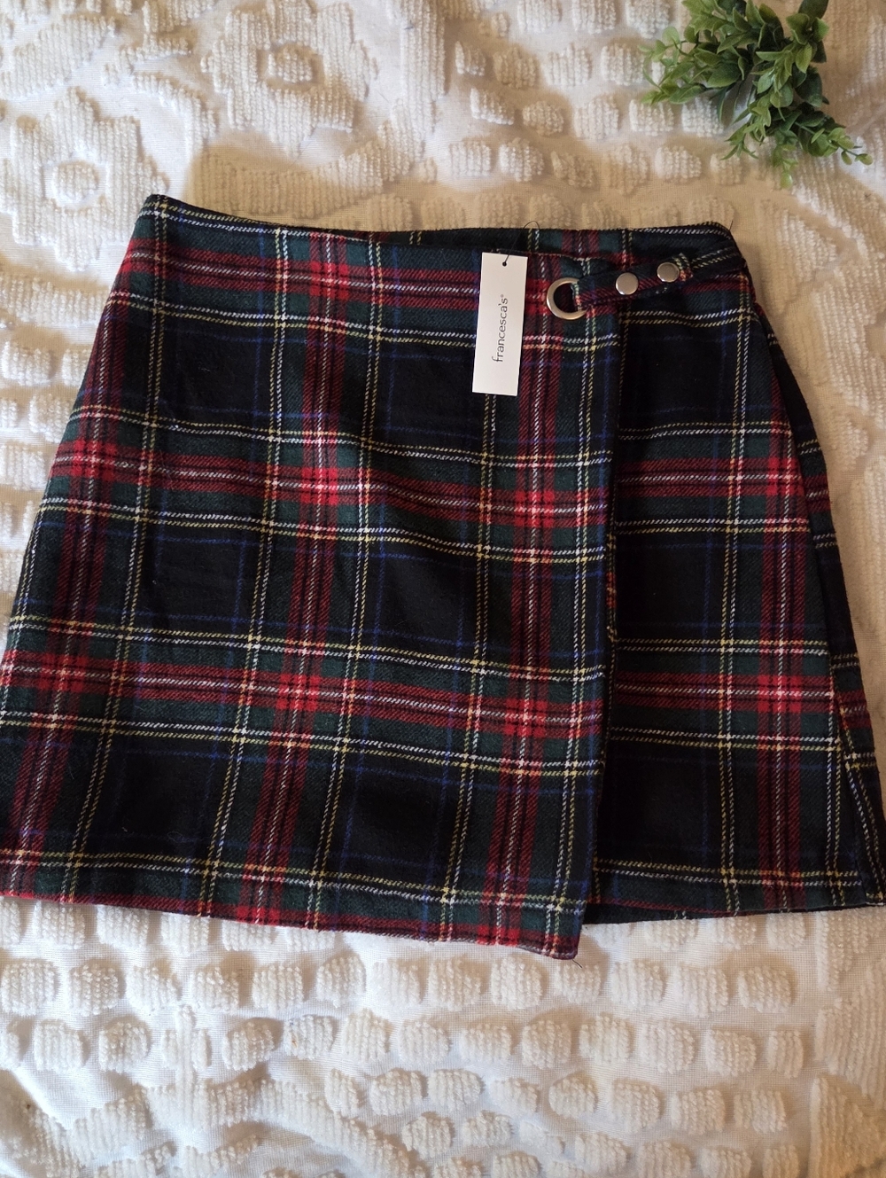 Francesca's Plaid Mini Skirt NWT Large: Dark Academia Hogwarts Vibes Buckle